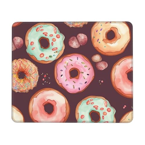 Pretty Donuts Mauspad mit rutschfester Gummiunterseite, wasserdichtes Gaming-Mauspad mit genähtem Rand, Laptop-Mauspad, waschbares Mauspad, Lycra-Tuch, Mäuse-Pad für Computer, Büro, 20 x 24 cm von Bwlhjke