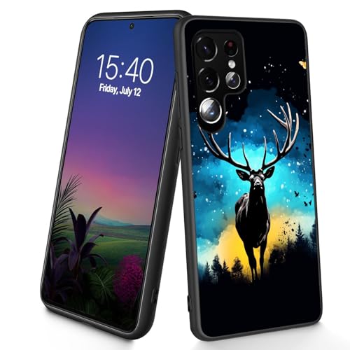 Bxgolkgd Entworfen für Galaxy S25 Ultra, dünne, weiche TPU-Silikon-Schutzhülle, stoßfest, rutschfest, Schutzhülle für Samsung Galaxy S25 Ultra 2025, 17,3 cm (6,8 Zoll), Sternennacht, Hirsch von Bxgolkgd