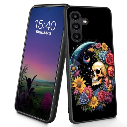 Bxgolkgd Schutzhülle für Galaxy S25 5G, dünn, weich, TPU-Silikon, stoßfest, rutschfest, für Samsung Galaxy S25 5G 2025, 15,7 cm (6,2 Zoll), Blumenschädel von Bxgolkgd