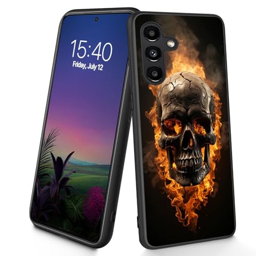 Bxgolkgd Schutzhülle für Galaxy S25 5G, dünn, weich, TPU-Silikon, stoßfest, rutschfest, für Samsung Galaxy S25 5G 2025 15,7 cm (6,2 Zoll), Flammenschädel von Bxgolkgd