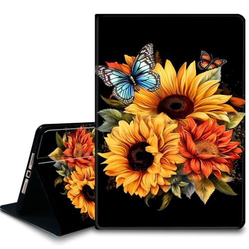 Bxgolkgd Tablet-Schutzhülle für iPad 26,7 cm (10,5 Zoll) (iPad Air 3. 2019/iPad Pro 2017), stoßfeste Standhülle mit Wärmeableitung, automatische Wake-/Sleep-Funktion, Sonnenblumen-Schmetterling von Bxgolkgd