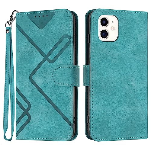 Bxithnr® Handyhülle für iPhone 12 Mini /13 Mini, iPhone 13 Mini Hülle, Premium Leder Handy Klappbare Stoßfeste Brieftasche Magnetic Stander Flipcase Cover für iPhone 12 Mini /13 Mini - Grün von Bxithnr