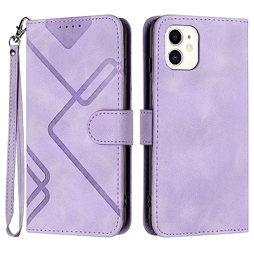 Bxithnr® Handyhülle für iPhone 12 Mini /13 Mini, iPhone 13 Mini Hülle, Premium Leder Handy Klappbare Stoßfeste Brieftasche Magnetic Stander Flipcase Cover für iPhone 12 Mini /13 Mini - Lila von Bxithnr