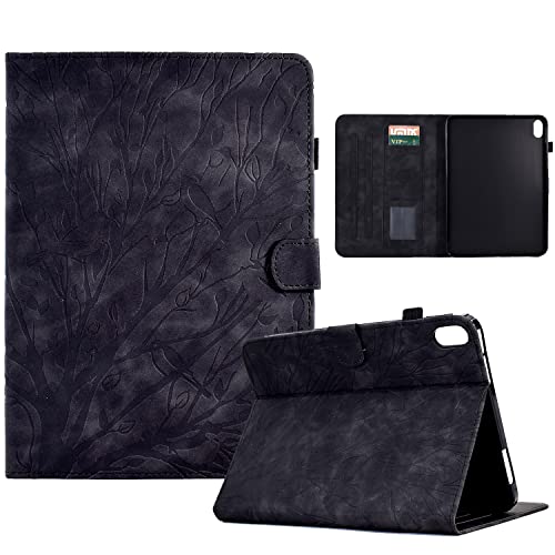 Bxithnr® Hülle iPad 10.Genaration 2022 (10,9 Zoll) Tablet Schutzhülle Ultra Dünn PU Leder mit Standfunktion Stifthalter und Kartentasche, Flip Cover Case Baum für iPad 10,9'' 2022 - Schwarz von Bxithnr