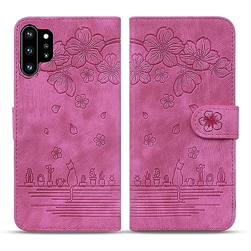 Bxithnr Handyhülle für Galaxy Note 10 Plus Hülle, Leder Klapphülle Brieftasche Magnetverschluss Flipcase Cover mit [Standfunction] [Kartenfach] für Samsung Galaxy Note 10 Plus/Note 10+ / 5G - Rose von Bxithnr