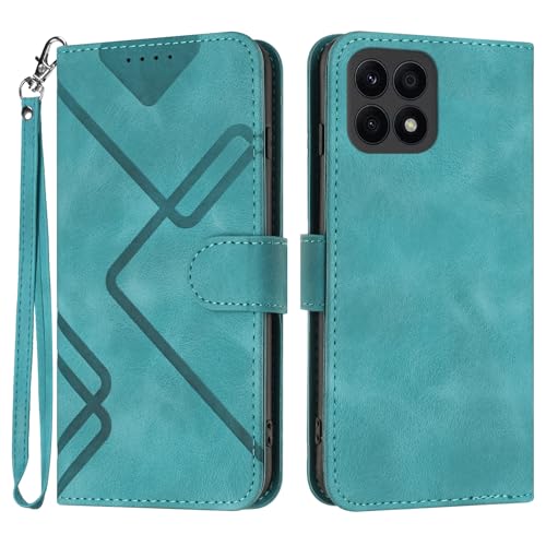 Bxithnr Handyhülle für Huawei Honor X8A Hülle, Premium Leder Handy Klappbare Stoßfeste Brieftasche Flipcase Cover [Standfunktion] [Kartenfächern] Schutzhülle Tasche - Grün von Bxithnr