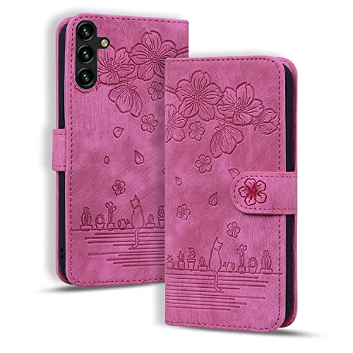 Handyhülle für Samsung Galaxy S24 Plus Hülle, Leder Tasche mit [Standfunction] [Kartenfach] Klapphülle Magnetverschluss Blumenmuster Flipcase Cover Schutzhülle für Samsung Galaxy S24 Plus - Rose von Bxithnr