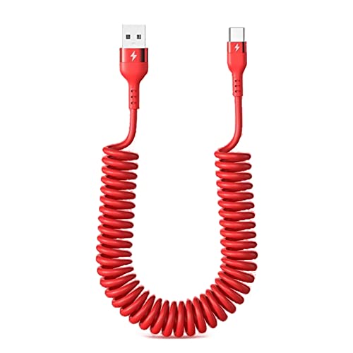 Bydezcon Curly USB A auf USB C Schnellkabel 5A Feder USB C Kabel Zuhause Reise Auto Feder Schnellladekabel Zubehör von Bydezcon