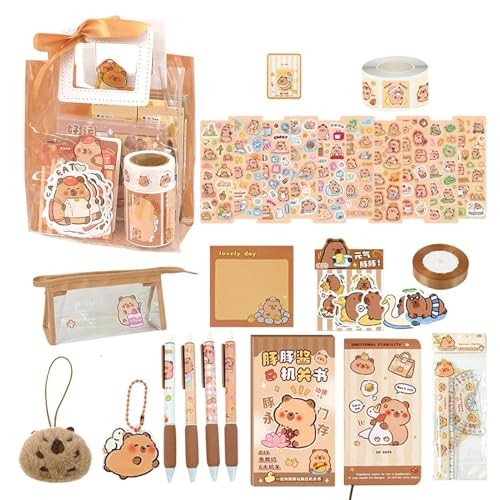 Capybara Stationery Bleistift, Niedliche Capybara -Stifte, Kindergeschichte Accessoires, Einfaches Tragen Und Lagerung, Mehrzweck -Briefpapier -Set, 19.5x10x17,8 Cm, Für Kinder Und Studenten von Byeaon