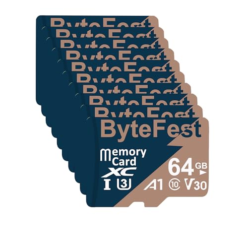 ByteFest Micro-SD-Karte mit 20 Adaptern, UHS-I U3 High-Speed-TF-Karte, C10 A1 V30 4K UHD Video, microSDXC Flash-Speicherkarte für Überwachung, Sicherheitskameras, Drohnen-Spielkonsolen, 20 Stück von ByteFest