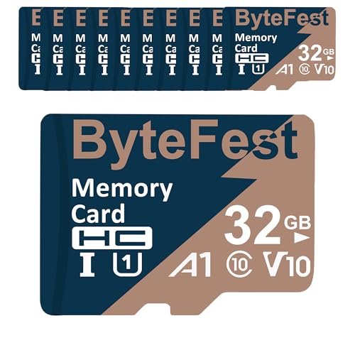 ByteFest Micro-SD-Karte mit 30 SD-Adapter, UHS-I U1 Hochgeschwindigkeits-TF-Karte, A1 C10 V10 FHD Video, 80 MB/s, MicroSDHC-Flash-Speicherkarte für MP3-Player, Kinderkamera, Handys, Tablets, Dashcams, von ByteFest