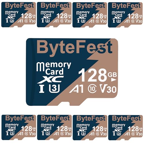 ByteFest Micro-SD-Karte mit 50 Adaptern, UHS-I U3 TF-Karte, C10, V30, 4K UHD Video, A1, microSDXC Flash-Speicherkarte für Überwachung, Sicherheitskameras, Drohnen-Spielekonsolen, 50 Stück von ByteFest