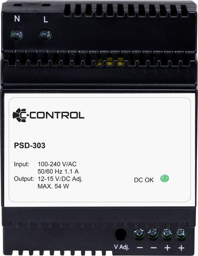 C-Control PSD-303 Hutschienen-Netzteil (DIN-Rail) Verbrauch (StandBy) 0.3W 12 V/DC 4.5A 54W Anzahl A von C-Control