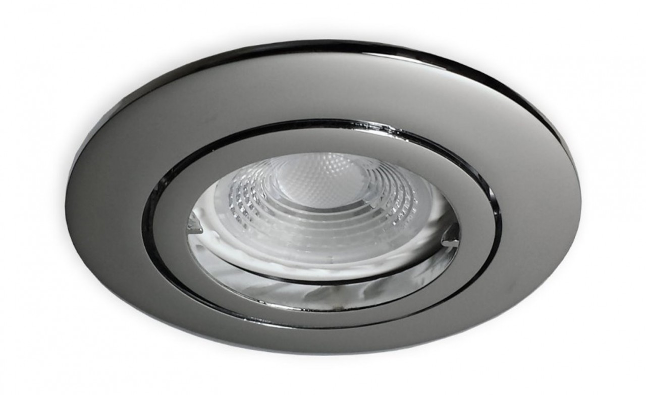 Flacher 230V LED Spot chrom glänzend für 68mm Lochbohrung 4,5W warmweiss von C-Light GmbH