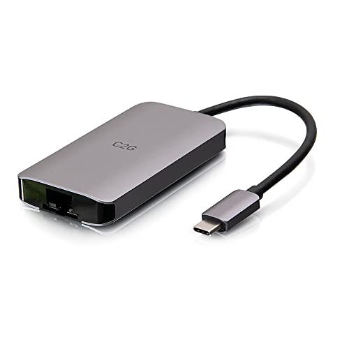 C2G USB-C 4-in-1 Mini-Dock mit HDMI, USB-A, Ethernet und USB-C-Laden, Strom Delivery bis zu 100 W. 4K-Auflà¶sung @ 30Hz von C2G