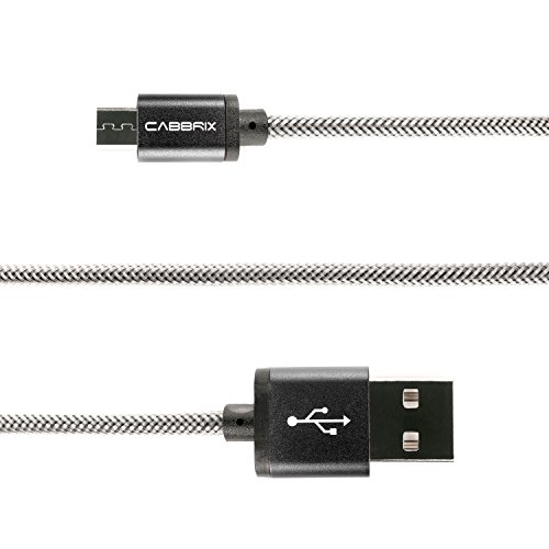 CABBRIX Micro USB Kabel 3m Lang Nylon 2,4 A [ USB Schnellladekabel ] - Schwarz von CABBRIX