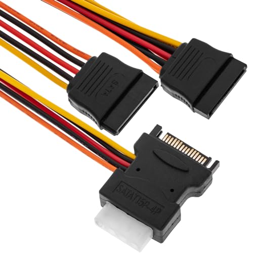 BeMatik - SATA-Stromkabel 15P-M + MOLEX zu 2 x SATA 15P-H von Cablematic