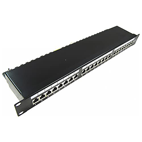 RackMatic - Patch panel rack 24 RJ45 Cat.6 FTP 1HE schwarz von Cablematic