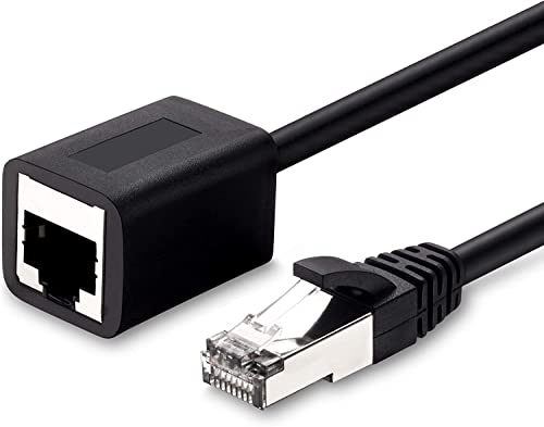 CABLEPELADO Netzwerk-Verlängerungskabel, Ethernet-Verlängerungskabel, Netzwerk-Verlängerungskabel, UTP-Verlängerungskabel, CAT5E, Schwarz, Stecker auf Buchse, Länge 1 Meter von CABLEPELADO