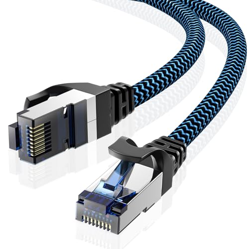 CABNEER LAN Kabel 1 meter Netzwerkkabel CAT8 Ethernet Kabel, RJ45 Patchkabel 40Gbps 2000Mhz/s Gigabit, Hochgeschwindigkeit Internet Kabel Kompatibel für Router Modem Laptop PC von CABNEER