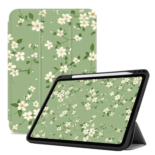 Hülle Für Ipad Air-6 (11") Hülle, Pu-Leder Stand Folio Smart Cover Mit Stifthalter, Automatische Schlaf-/Wachfunktion Mit Stifthalter - Einfache Blumen von CAEITLRSO