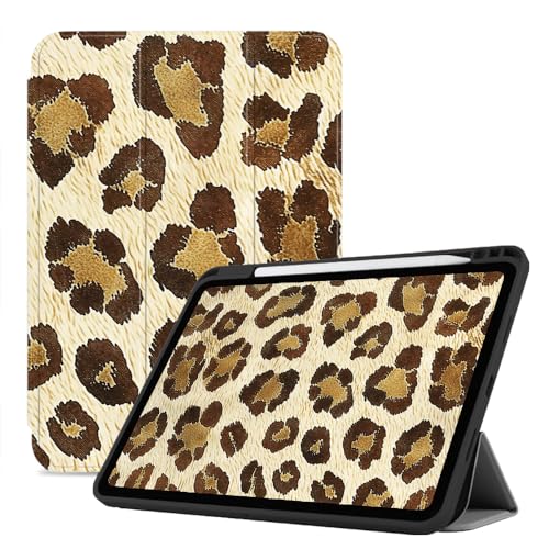 Hülle Für Ipad Air-6 (13") Hülle, Pu-Leder Stand Folio Smart Cover Mit Stifthalter, Automatische Schlaf-/Wachfunktion Mit Stifthalter - Brauner Leopardenmuster von CAEITLRSO