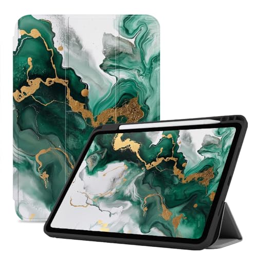 Hülle Für Ipad Pro 11 Zoll Hülle 2024 (Modell: A2836 / A2837 / A3006), Slim Stand Hard Back Shell Smart Cover Für Ipad Pro 11 Zoll 5. Generation 2024 - Grüngoldener Marmor von CAEITLRSO