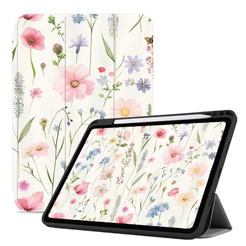 Hülle Für Ipad Pro 13 Zoll Hülle 2024 (7. Generation), Smart Folio Ipad Pro 7. Hülle, Slim Stand Pu Leder 13 Zoll Ipad Pro Hülle, Auto Sleep/Wake, Aquarell Wildblumen von CAEITLRSO