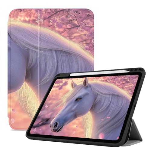 Hülle Für Ipad Pro 13 Zoll Hülle 2024 (7. Generation), Smart Folio Ipad Pro 7. Hülle, Slim Stand Pu Leder 13 Zoll Ipad Pro Hülle, Auto Sleep/Wake, Elegantes Weißes Pferd von CAEITLRSO