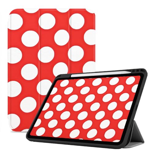 Hülle Für Ipad Pro 4/3/2/ (11 Zoll) Mit Stifthalter, Kratzfest, Stoßfest, Leicht, Smart Trifold Stand Case Für 11" Ipad Pro 2022/2021/2020 - Rot-Weißer Tupfendruck von CAEITLRSO