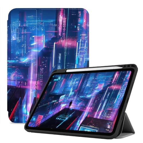 Hülle Für Ipad Pro 7. Generation 13 Zoll Hülle 2024 Modell, Schlanke Dreifach Faltbare Smart Stand-Hülle, Automatisches Aufwachen/Schlafen - Cyberpunk-Stadt von CAEITLRSO