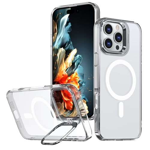 CAFEWICH Magnetische Hülle für iPhone 15 Pro Max mit Kamera Kicstand, Kompatibel mit Magsafe, Militärschutz Kratzfeste Rückschale, Slim Fit Handyhülle für iPhone 15ProMax 6,7 Zoll (klar) von CAFEWICH