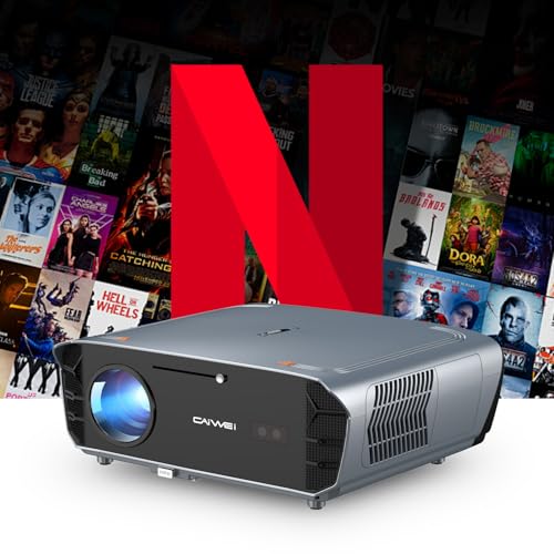 [Netflix Official & 1450 ANSI ] 4K Smart Beamer, Led Beamer 4K Tageslicht Tauglich mit Android TV Laser Autofokus HDR NFC 5G Wi-Fi Bluetooth Full HD Projektor für Gaming, Heimkino von CAIWEI