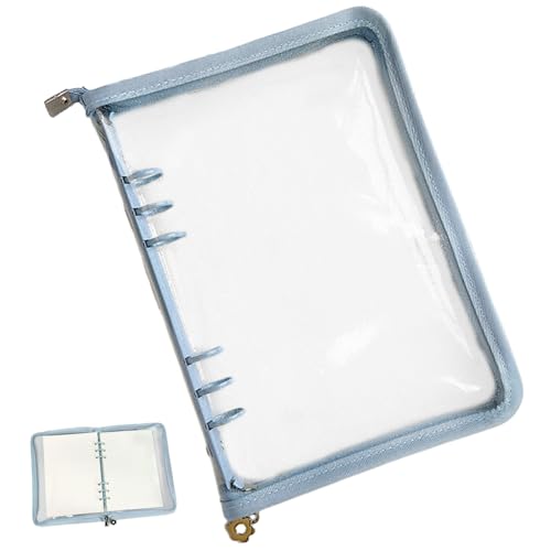 A5 Binder, 9.96x7.28in Tasche 6 Ring Binder PVC Notebook -Abdeckung mit Reißverschluss, wasserdichte A5 Binder 6 Ring Reißverschluss Brieftasche für Cash Budget -System, Journaling, Planer (Blau) von CAKEEYUM