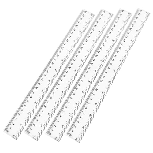 Klarer Herrscher, 4PCS -Herrscher 12 Zoll, plastischer Herrscher mit Zentimetern und Zoll, tragbarer Rand Herrscher für das School Office Clear Lineal Lineal 12 Zoll 12 Zoll Plastik von CAKEEYUM