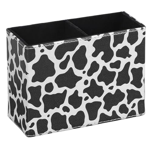 Pencil Organizer Desk Organizer Stifte Hülle PU Leder Rechteckige Bleistift -Stiftmarkierungshalter für Büro -Heimschule, schwarze weiße Kuhhaut -Print Desktop -Aufbewahrungsbox -Bleistifthalter (2 F von CAKEEYUM