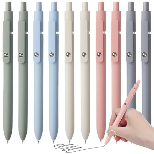 Schwarzer Tintenstift 10pcs 0,5 mm Nib glatte Schreibstift mit Clip Schnell trocken 6 Zoll Länge Gel Stifte mit weichen Griff abnehmbaren nachfüllbaren Stiften für Schule, Büro, Lehrergeschenke von CAKEEYUM