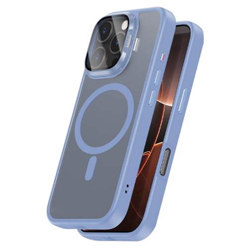 CALNAVY-Schutzhülle Für iPhone 16 Pro Max/16 Pro/16, Magnetisch Mattiert Nicht Vergilbend Handyhülle Linse SchützenStand Handytasche Kabelloses Laden Sturzsichere Hülle(Blue2,16) von CALNAVY