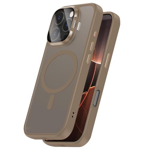 CALNAVY-Schutzhülle Für iPhone 16 Pro Max/16 Pro/16, Magnetisch Mattiert Nicht Vergilbend Handyhülle Linse SchützenStand Handytasche Kabelloses Laden Sturzsichere Hülle(Gold,16 Pro) von CALNAVY