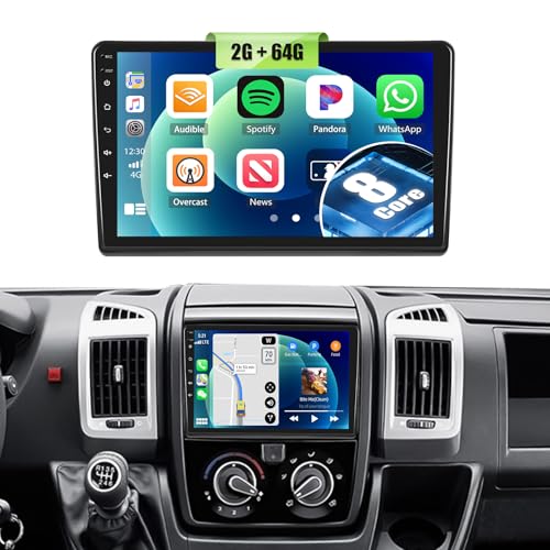 2G+64G 8Core CAMECHO Android 13 Autoradio für FIAT Ducato/Peugeot Boxer/Citroen Jumper mit Navi Carplay Android Auto,9-Zoll Bildschirm Doppel Din Autoradio mit Bluetooth RDS 32EQ DSP Mirror Link von CAMECHO