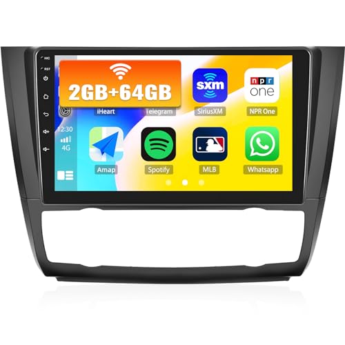 2G+64G CAMECHO Android 13 Autoradio für BMW 1 Serie E81 E82 E87 E88 mit Navi Carplay Android Auto, Doppel Din Autoradio mit 9 Zoll Bildschirm Bluetooth RDS/FM MirrorLink+Rückfahrkamera (Auto AC) von CAMECHO