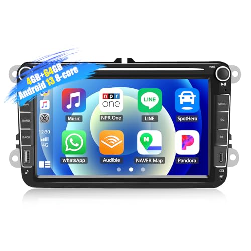 [4+64G 8-Core] CAMECHO Android 13 Autoradio für VW Golf 5 6 Polo Tiguan Caddy Skoda Passat mit Carplay/Android Auto/Mirrorlink, 8 Zoll Kapazitive Touchscreen mit WiFi GPS FM Bluetooth von CAMECHO