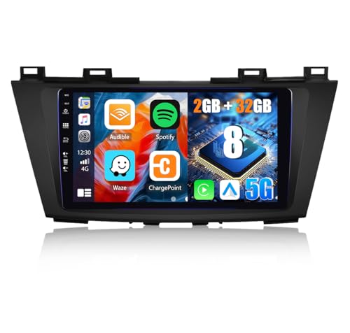 [5G WiFi 8Core] CAMECHO Android 13 Autoradio für Mazda 5 2011 2012 2013 mit Navi Carplay Android Auto,2G+32G丨9 Zoll Bildschirm Autoradio mit Bluetooth DSP FM/RDS/AM Mirror Link+Rückfahrkamera von CAMECHO