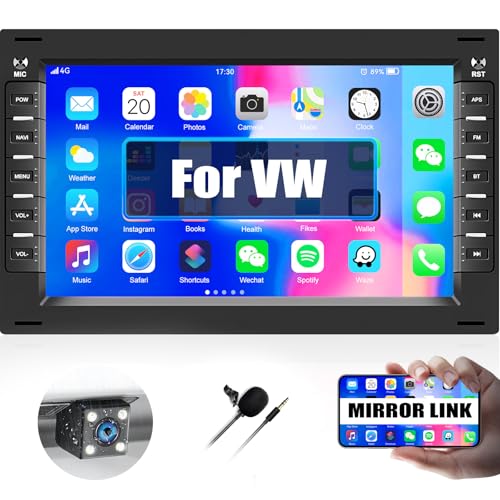 CAMECHO Android 13 Doppel Din Autoradio für VW T5 Golf 4 Bora Polo MK5 Passat B5 Jetta Peugeot 307, 7 Zoll 2Din Auto Bildschirm mit GPS Navi WiFi Bluetooth Freisprecheinrichtung FM SWC +Rückfahrkamera von CAMECHO