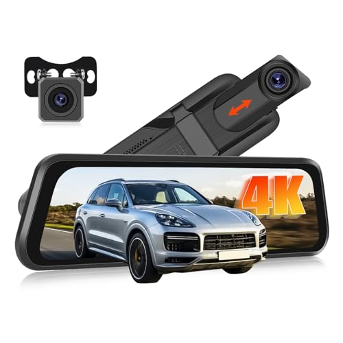 CAMECHO Spiegel Dashcam Auto Vorne Hinten 4K Auto Camera mit GPS WiFi,Dash Cam mit 9,66'' IPS-Bildschirm,Nachtsicht,WDR,Loop-Aufnahme,Parkmodus und Bewegungserkennung,G-Sensor,150 ° Weitwinkel von CAMECHO