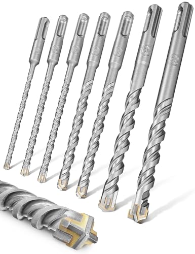 SDS Plus Bohrer Set, 7 tlg Steinbohrer Betonbohrer Hammerbohrer Set Ø 5, 6, 8, 10, 12 mm*160mm Lang für SDS Plus Bohrhammer von CAMEKIAY