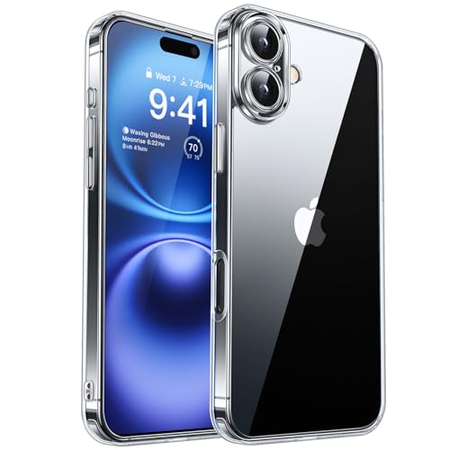 CANSHN Upgrade für iPhone 16 Hülle mit Kameraschutz (TOP Militärschutz) Extrem Haltbarkeit Hülle iPhone 16 Case Stoßfest, Transparent von CANSHN