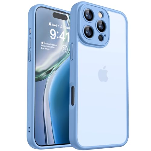 CANSHN Upgrade für iPhone 16 Pro Max Hülle mit Kameraschutz (TOP Militärschutz) Minimalistische Transluzente Matte Schutzhülle Extrem Haltbarkeit Hülle iPhone 16 Pro Max Case Stoßfest, Himmelblau von CANSHN