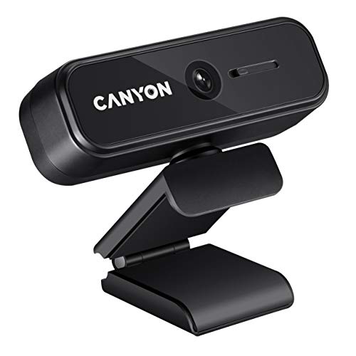 CANYON Webcam 1080p mit Abdeckung - Full HD USB Web Camera Plug & Play - 360 ° Drehbare Web Kamera Kompatibel mit Windows für Streaming Videochat, Zoom, YouTube, Skype, zum Konferenz von CANYON