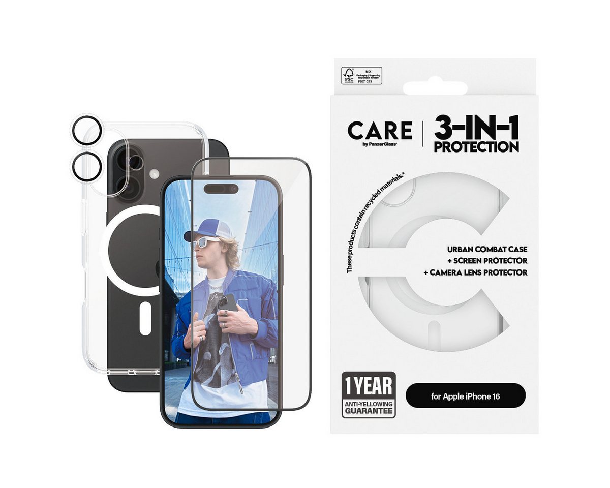 CARE by PanzerGlass Handyhülle Flagship 3-in-1 für Apple iPhone 16, Backcover, Schutzhülle, Handyschutzhülle, Case, Schutzcase, stoßfest von CARE by PanzerGlass